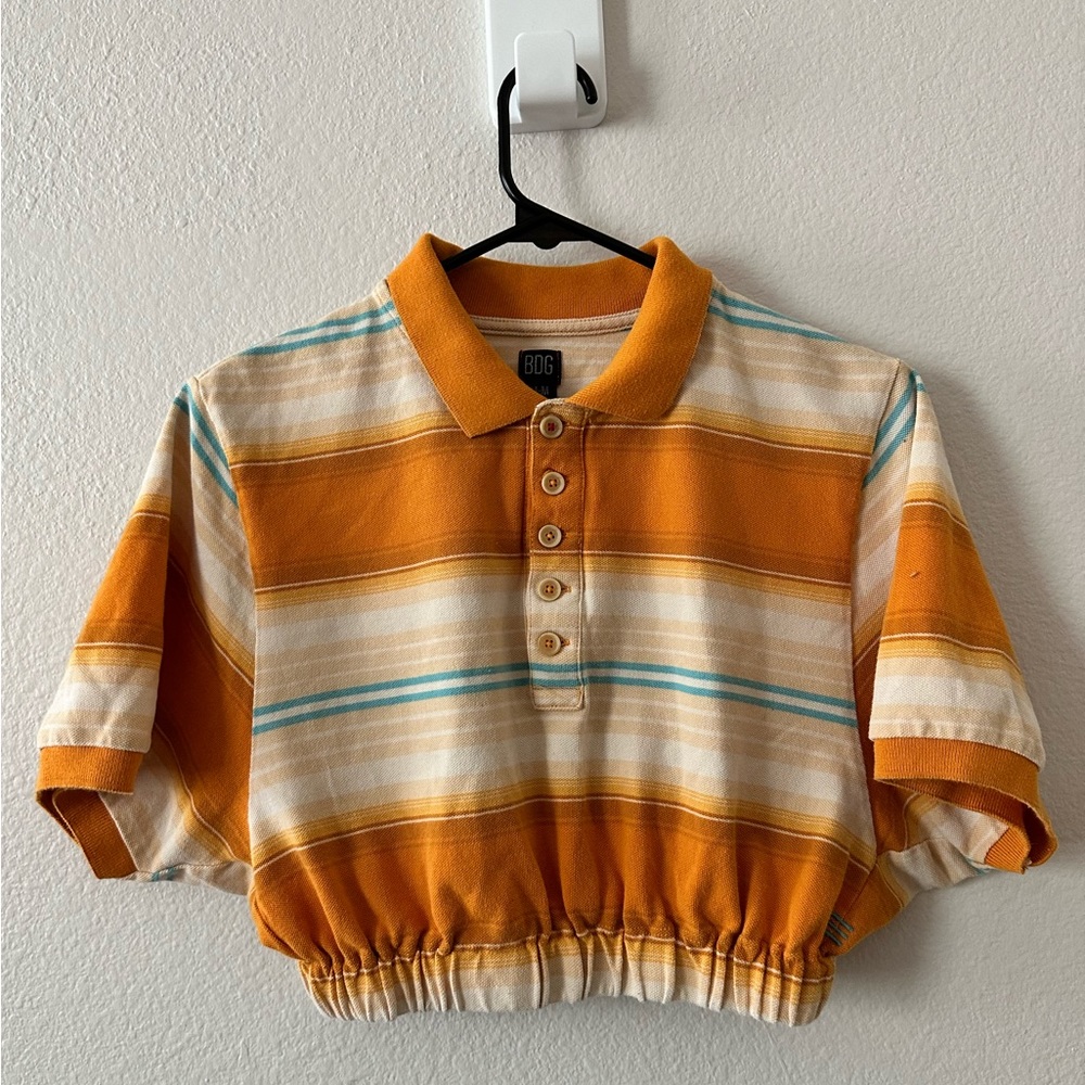 Orange Multi Color Striped Crop Top